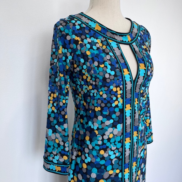 BCBGMaxAzria Blue Polka Dot Cut Out Dress - Picture 2 of 5